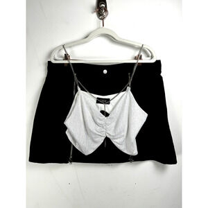 Cider Crop Top & Denim Mini Skirt Outfit Punk Glam Rock Gothcore Coquette XL